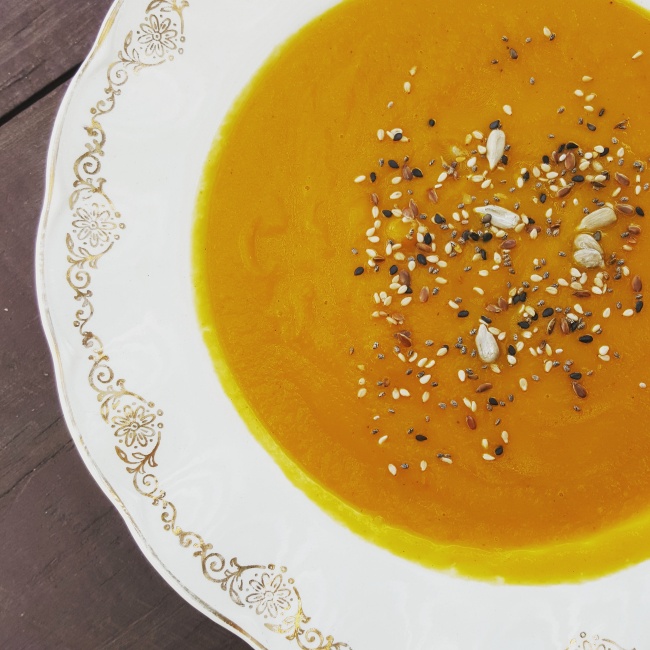 Roast Root Vegetable Soup; Delalicious